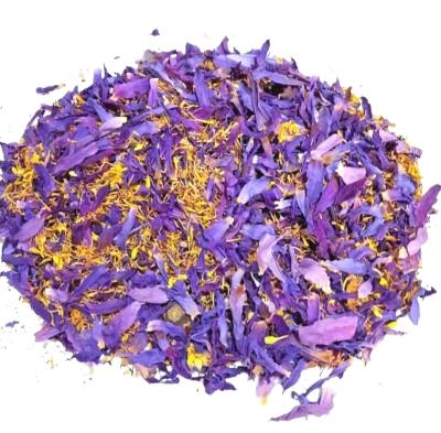Dried Blue Lotus Flower Stamens & Petals Mix (Nymphaea caerulea) 100% Ceylon Organic | Herbal Tea / Smoke / Stamens & Petals Mix | 20g – 30kg - Ceylon Lotus Mart